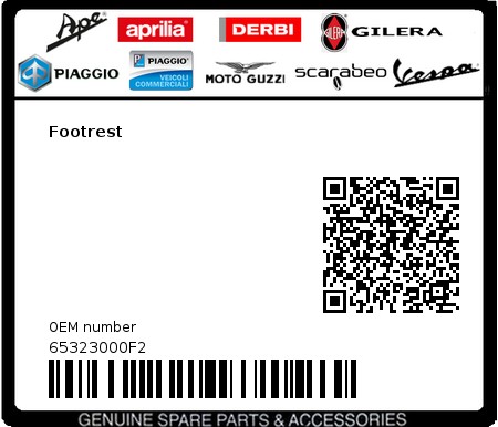Product image: Vespa - 65323000F2 - Footrest   0