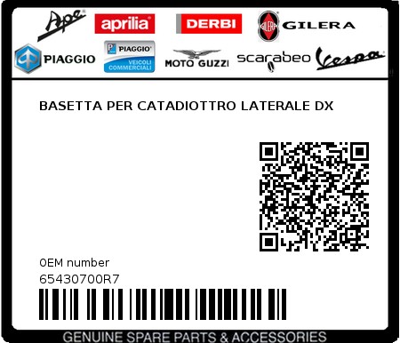 Product image: Vespa - 65430700R7 - BASETTA PER CATADIOTTRO LATERALE DX   0