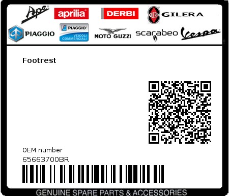 Product image: Vespa - 65663700BR - Footrest   0