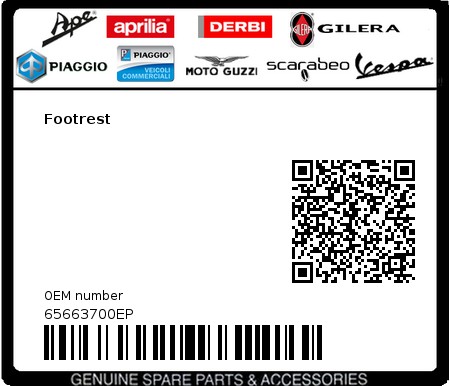 Product image: Vespa - 65663700EP - Footrest   0