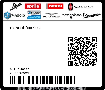 Product image: Vespa - 65663700S7 - Painted footrest  0