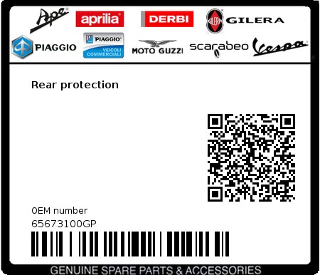 Product image: Vespa - 65673100GP - Rear protection  0
