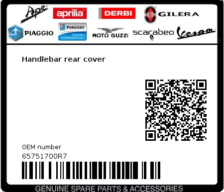 Product image: Vespa - 65751700R7 - Handlebar rear cover   0