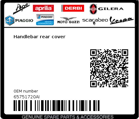 Product image: Vespa - 65751720AI - Handlebar rear cover   0