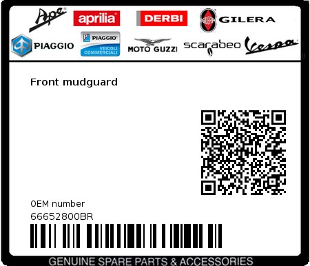 Product image: Vespa - 66652800BR - Front mudguard   0