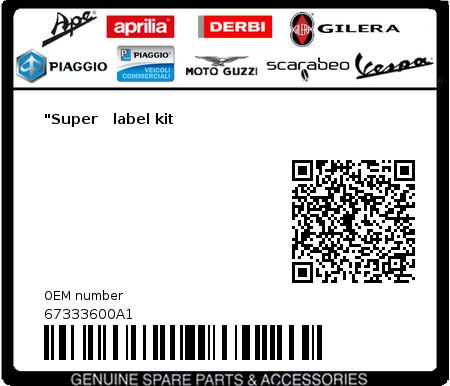 Product image: Vespa - 67333600A1 - "Super   label kit  0