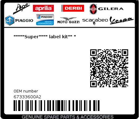 Product image: Vespa - 67333600A2 -  """""Super"""" label kit"" "  0