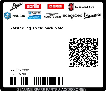 Product image: Vespa - 6751670090 - Painted leg shield back plate   0
