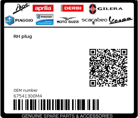 Product image: Vespa - 67541300M4 - RH plug   0