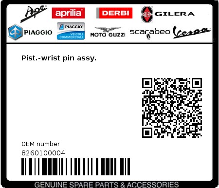 Product image: Vespa - 8260100004 - Pist.-wrist pin assy.   0