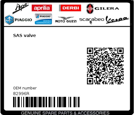 Product image: Vespa - 82996R - SAS valve   0