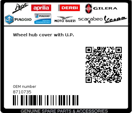 Product image: Vespa - 8710735 - Wheel hub cover with U.P.   0
