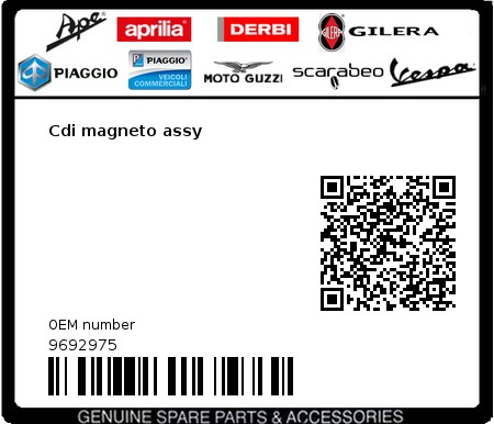 Product image: Vespa - 9692975 - Cdi magneto assy   0