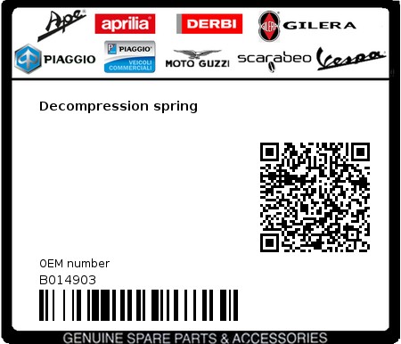Product image: Vespa - B014903 - Decompression spring   0