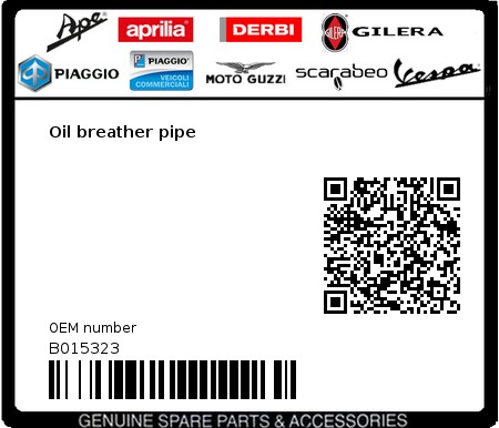 Product image: Vespa - B015323 - Oil breather pipe  0