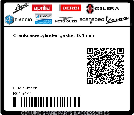 Product image: Vespa - B015441 - Crankcase/cylinder gasket 0,4 mm   0