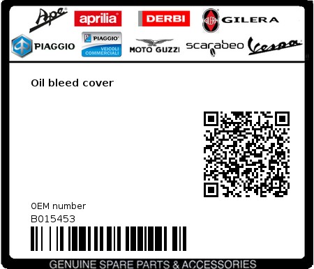 Product image: Vespa - B015453 - Oil bleed cover   0