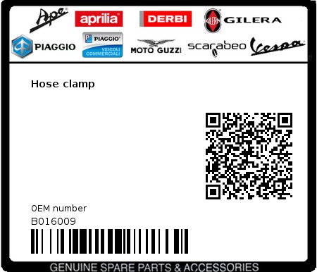 Product image: Vespa - B016009 - Hose clamp   0
