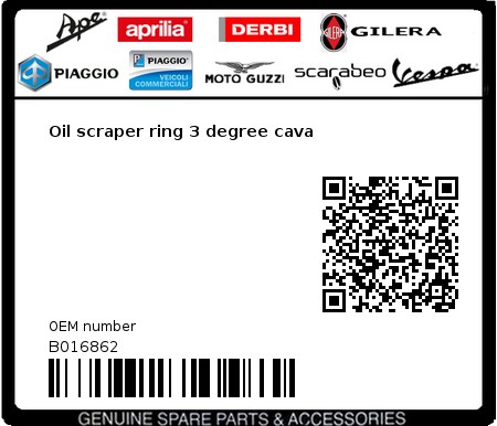 Product image: Vespa - B016862 - Oil scraper ring 3 degree cava  0