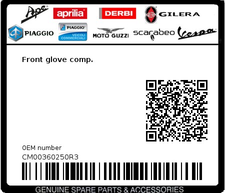 Product image: Vespa - CM00360250R3 - Front glove comp.   0