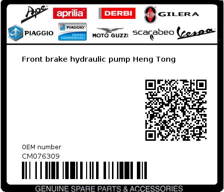 Product image: Vespa - CM076309 - Front brake hydraulic pump Heng Tong   0