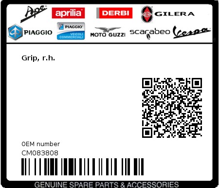 Product image: Vespa - CM083808 - Grip, r.h.  0