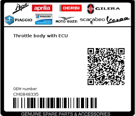 Product image: Vespa - CM0848335 - Throttle body with ECU  0