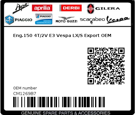 Product image: Vespa - CM1269B7 - Eng.150 4T/2V E3 Vespa LX/S Export OEM   0