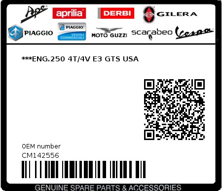Product image: Vespa - CM142556 - ***ENG.250 4T/4V E3 GTS USA   0