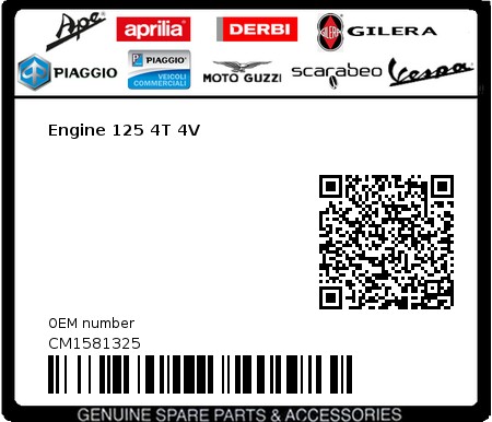 Product image: Vespa - CM1581325 - Engine 125 4T 4V   0