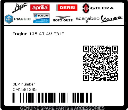 Product image: Vespa - CM1581335 - Engine 125 4T 4V E3 IE   0