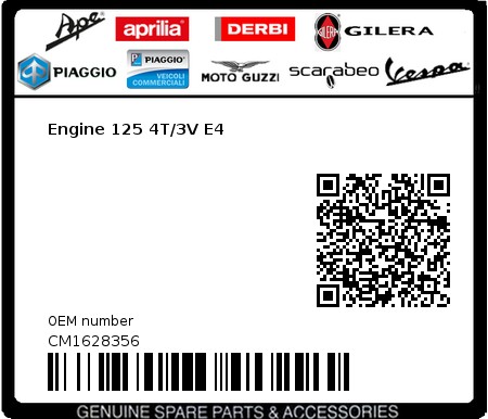 Product image: Vespa - CM1628356 - Engine 125 4T/3V E4  0