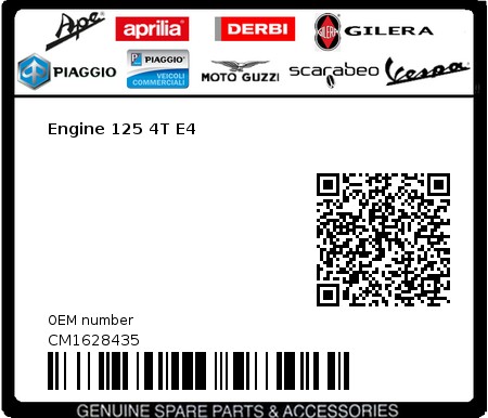 Product image: Vespa - CM1628435 - Engine 125 4T E4  0