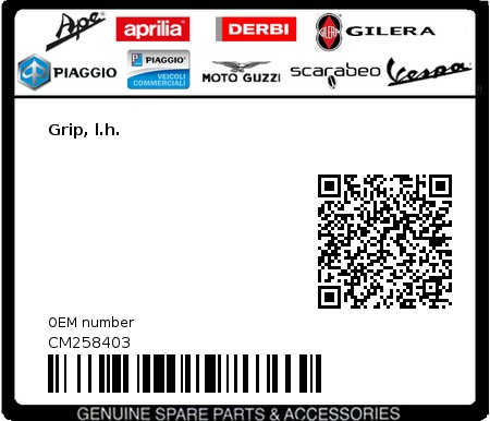 Product image: Vespa - CM258403 - Grip, l.h.  0