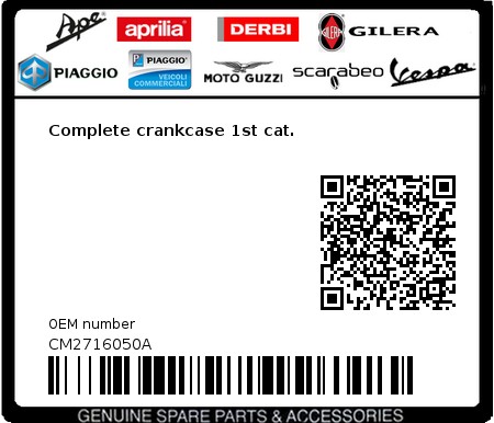 Product image: Vespa - CM2716050A - Complete crankcase 1st cat.  0