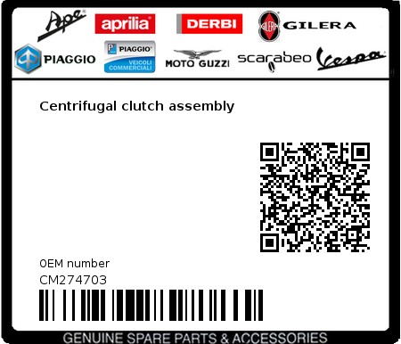 Product image: Vespa - CM274703 - Centrifugal clutch assembly  0