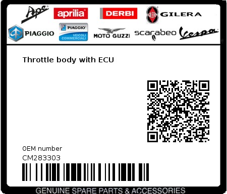 Product image: Vespa - CM283303 - Throttle body with ECU  0