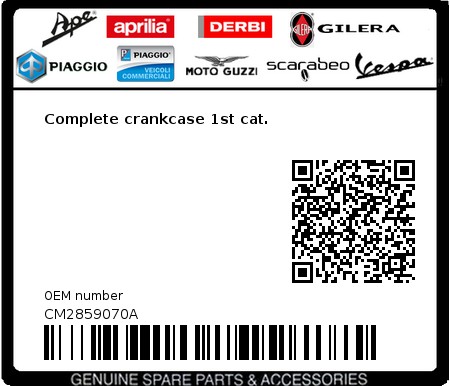 Product image: Vespa - CM2859070A - Complete crankcase 1st cat.  0