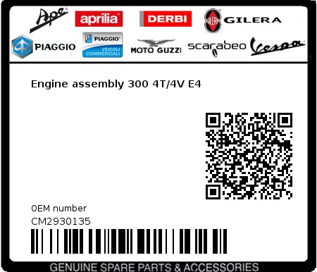 Product image: Vespa - CM2930135 - Engine assembly 300 4T/4V E4  0