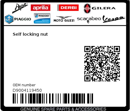 Product image: Vespa - D9004119450 - Self locking nut   0
