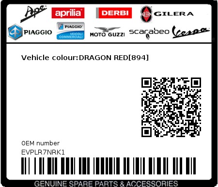 Product image: Vespa - EVPLR7NRK1 - Vehicle colour:DRAGON RED[894]  0