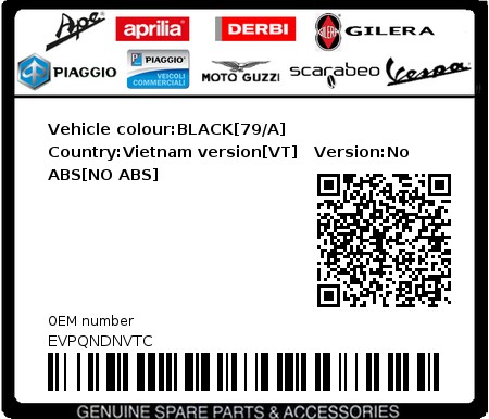 Product image: Vespa - EVPQNDNVTC - Vehicle colour:BLACK[79/A]   Country:Vietnam version[VT]   Version:No ABS[NO ABS]  0