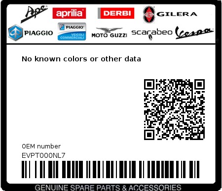 Product image: Vespa - EVPT000NL7 - No known colors or other data  0
