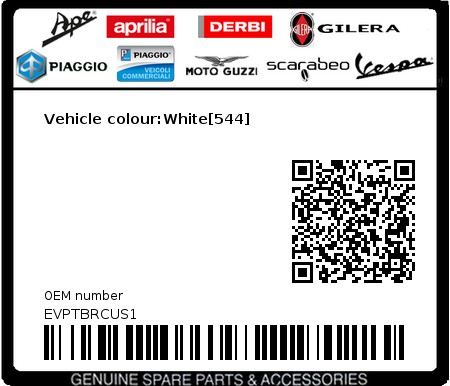 Product image: Vespa - EVPTBRCUS1 - Vehicle colour:White[544]  0