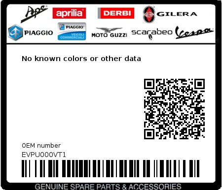 Product image: Vespa - EVPU000VT1 - No known colors or other data  0