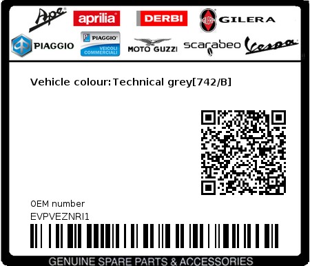Product image: Vespa - EVPVEZNRI1 - Vehicle colour:Technical grey[742/B]  0