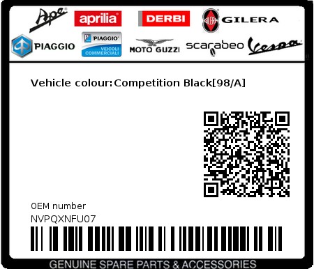 Product image: Vespa - NVPQXNFU07 - Vehicle colour:Competition Black[98/A]  0