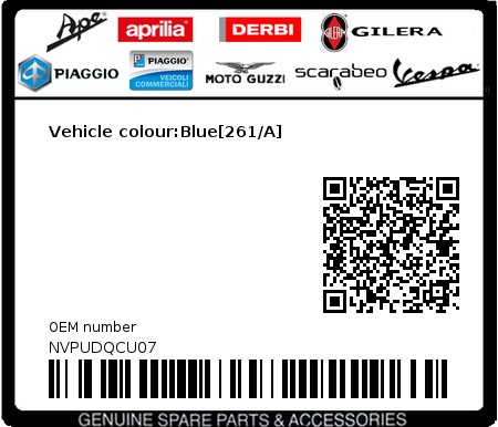 Product image: Vespa - NVPUDQCU07 - Vehicle colour:Blue[261/A]  0