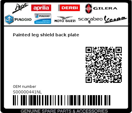 Product image: Vespa - S00000441NL - Painted leg shield back plate  0