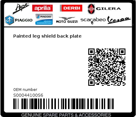 Product image: Vespa - S00044100S6 - Painted leg shield back plate  0